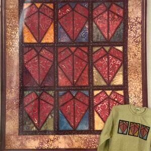 Bright Ideas Design 206 Stained Glass Hearts Pattern Sweatshirt Quilt Folkart